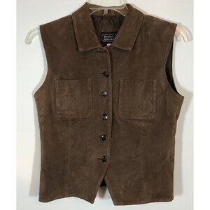 Bentley Arbuckle 100% Pig Skin Vest Size 6 Lined Button Up Brown leather